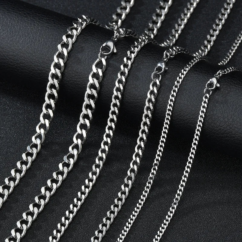 Cuban Link Chain Necklace | Stainless Steel Punk Choker 3-7mm