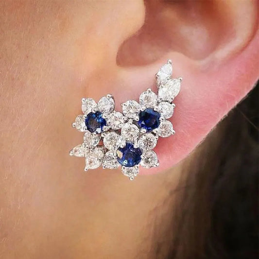 Luxury CZ Round Stud Earrings | Women's Wedding & Party Jewelry