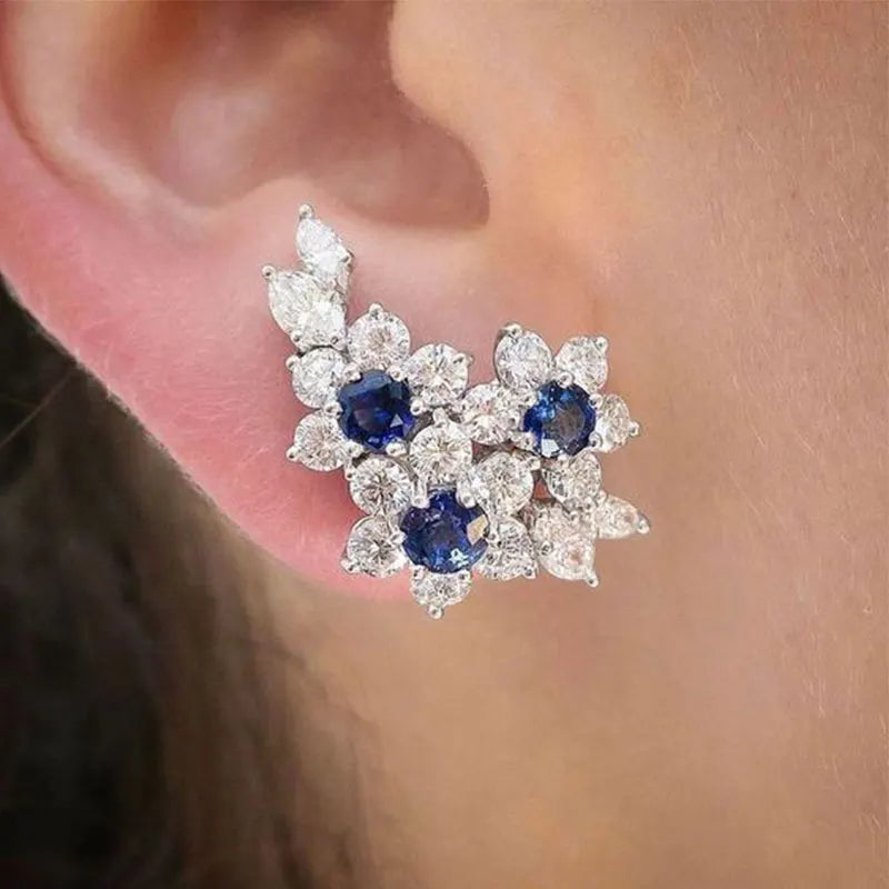 Luxury CZ Round Stud Earrings | Women's Wedding & Party Jewelry
