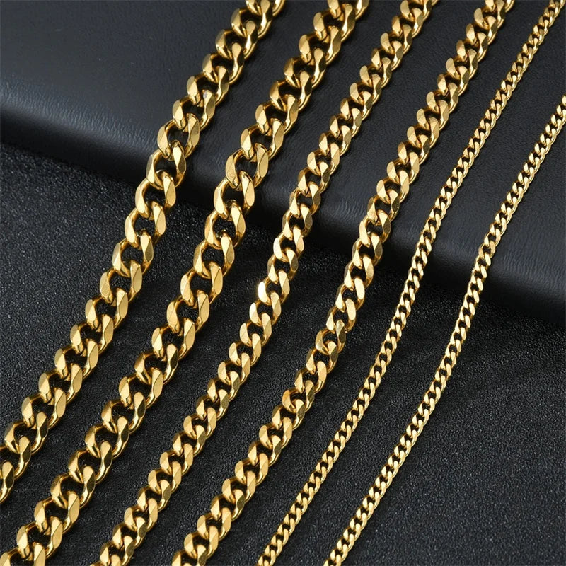 Cuban Link Chain Necklace | Stainless Steel Punk Choker 3-7mm