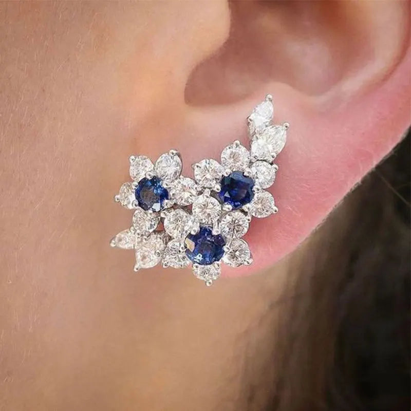 Luxury CZ Round Stud Earrings | Women's Wedding & Party Jewelry