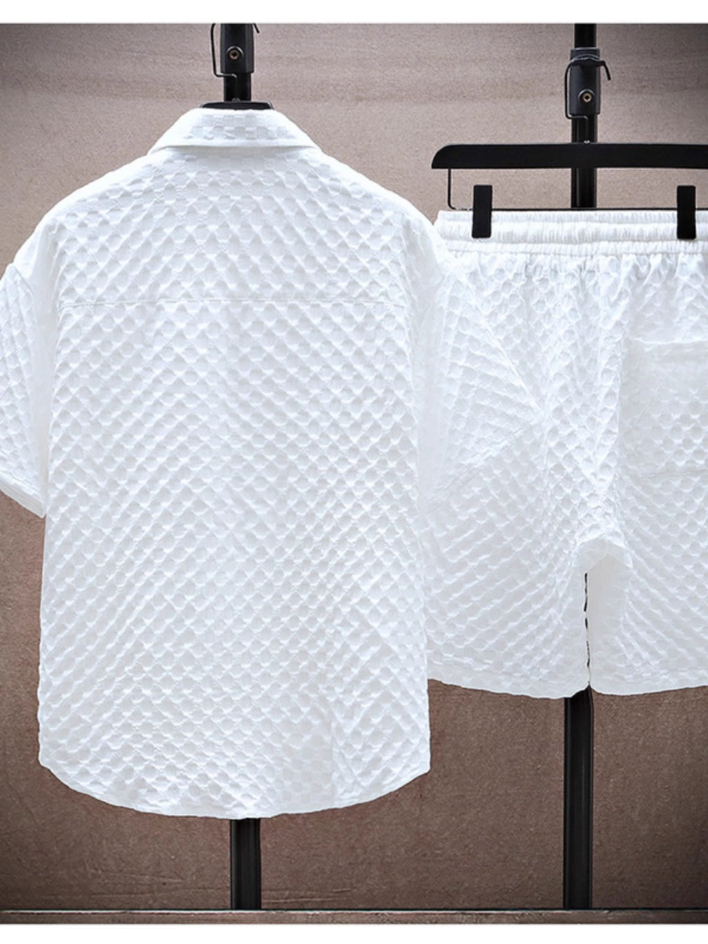 Thin sports leisure two-piece 2024 summer ice silk suit men's ruffian handsome fashion short sleeve shirt shorts set