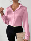 Cross-Border European and American Clothing Satin Shirt Women's Satin Imitation Silk Long-Sleeved Shirt European and American Export Cross-Border Women's Clothing