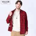 2026 Spring Cross-Border Trade American Retro Flannel Men's Long-Sleeve Brushed Plaid Shirt Men's Cool Jacket