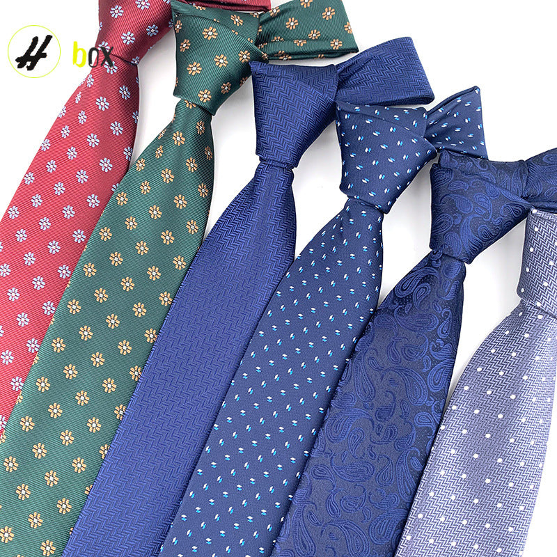 in stock wholesale men's tie jacquard yarn-dyed fabric small floral pattern business casual wedding groom tie