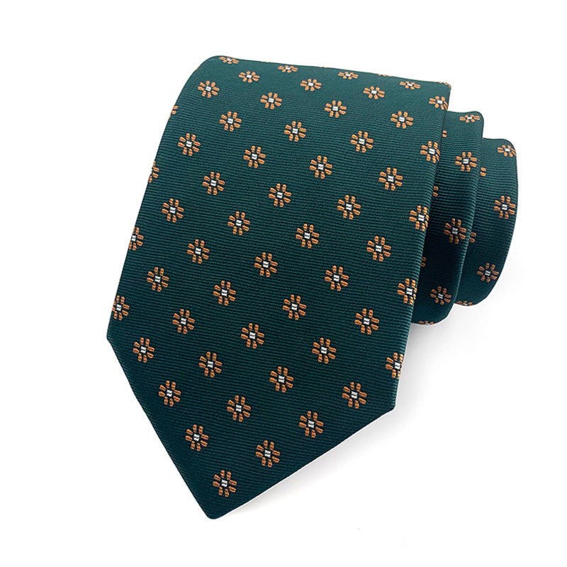 in stock wholesale men's tie jacquard yarn-dyed fabric small floral pattern business casual wedding groom tie