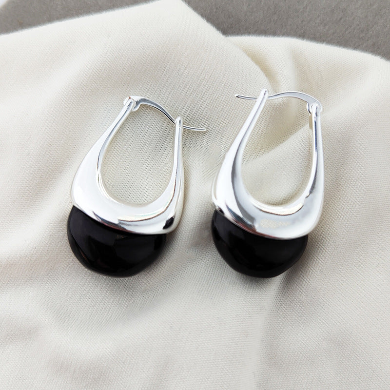 Simple New Trim Qiao Huan European and American Blogger Same Style Glaze Water Drops High-end Commuter Bag Earrings Earrings for Women