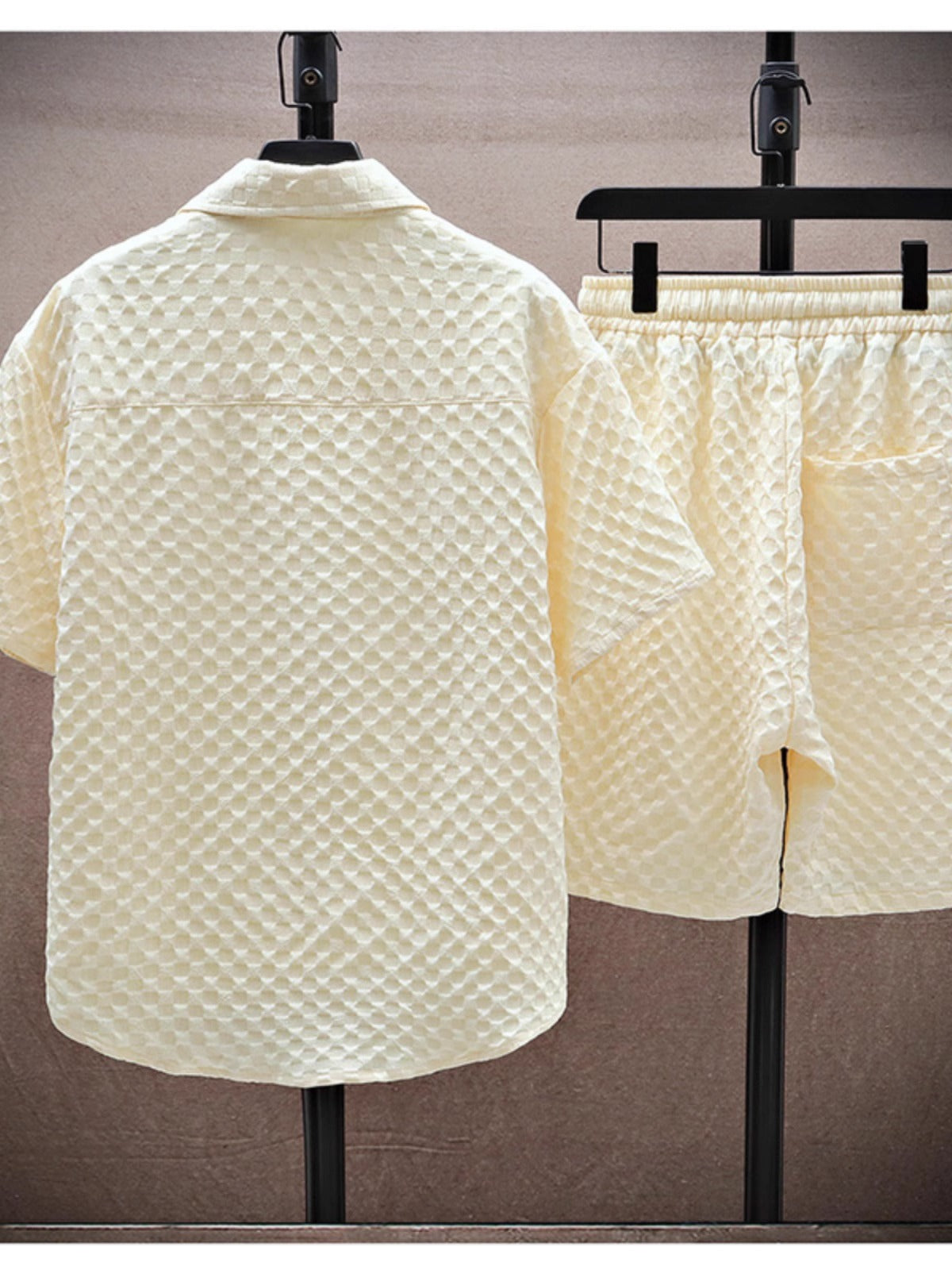 Thin sports leisure two-piece 2024 summer ice silk suit men's ruffian handsome fashion short sleeve shirt shorts set