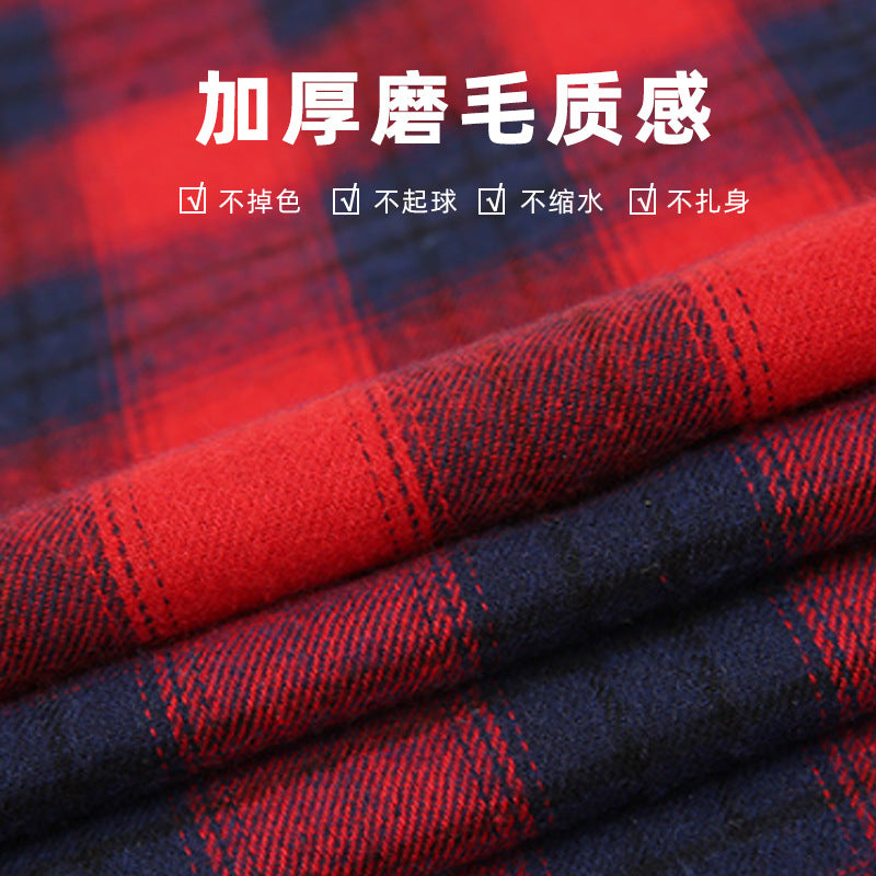 2026 Spring Cross-Border Trade American Retro Flannel Men's Long-Sleeve Brushed Plaid Shirt Men's Cool Jacket