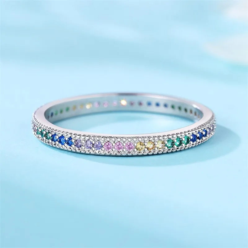 925 Sterling Silver Zircon Double Ring | Women's Fine Jewelry