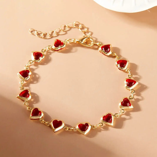 Crystal Zircon Heart Charm Bracelet | Women's Party Jewelry