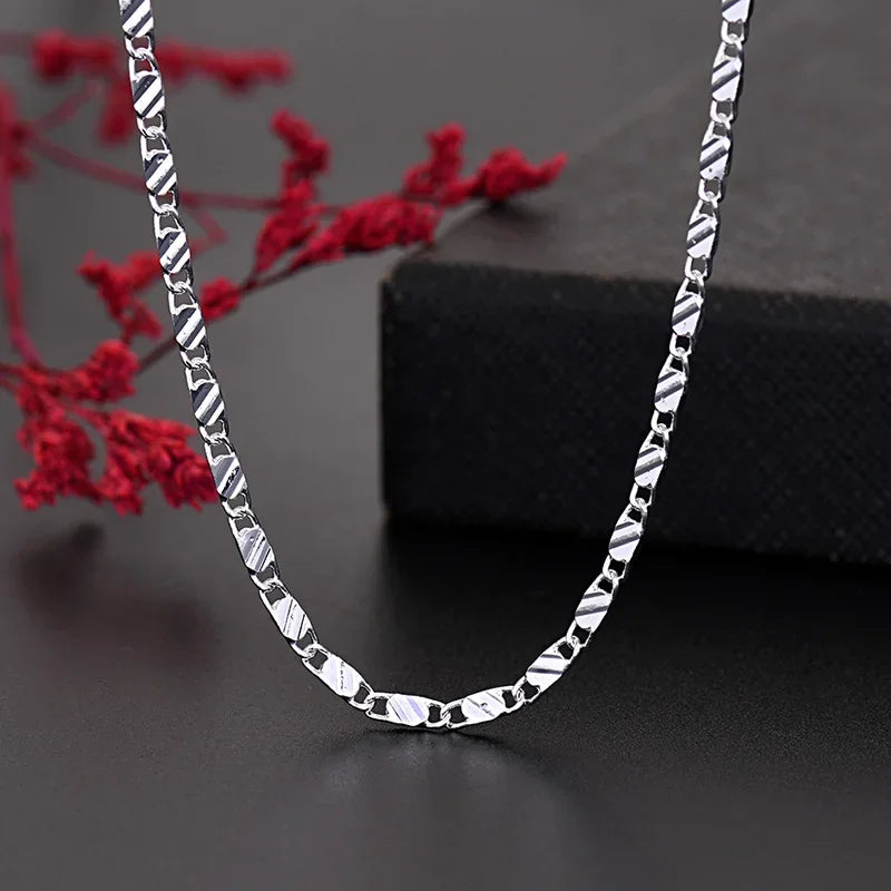 925 Sterling Silver Figaro Chain Necklace | 2mm Clavicle Chain