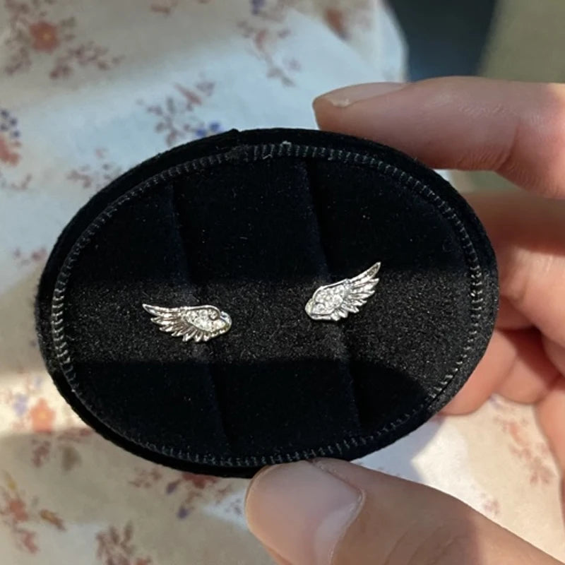 Crystal Angel Wing Stud Earrings | Women's Fashion Jewelry