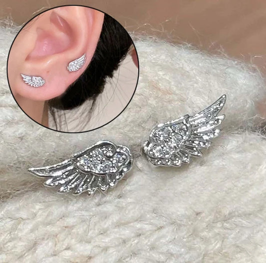 Crystal Angel Wing Stud Earrings | Women's Fashion Jewelry