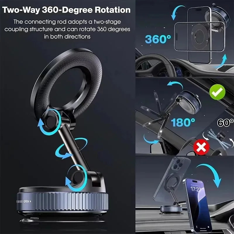 Car Phone Holder with Vacuum Adsorption and Magnetic Suction, New 2026 Model, for In-Car Navigation.