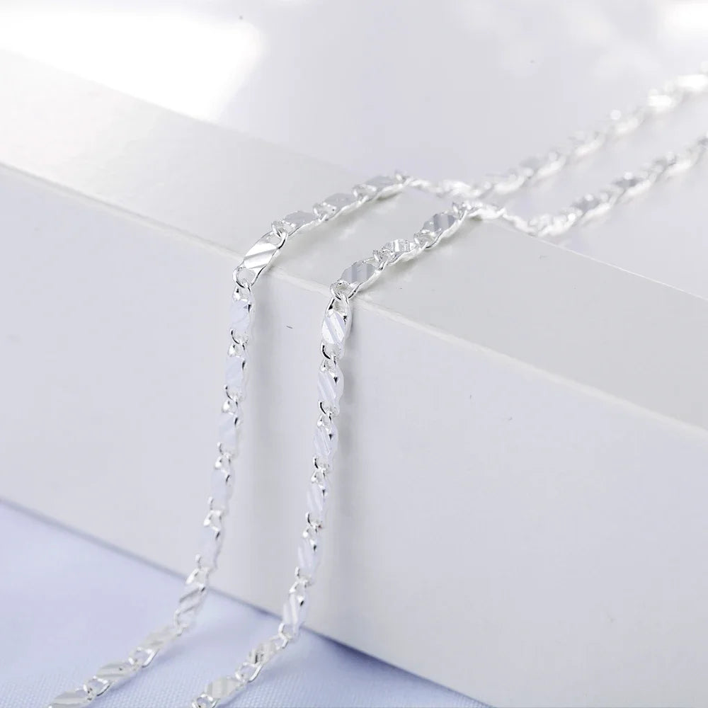 925 Sterling Silver Figaro Chain Necklace | 2mm Clavicle Chain