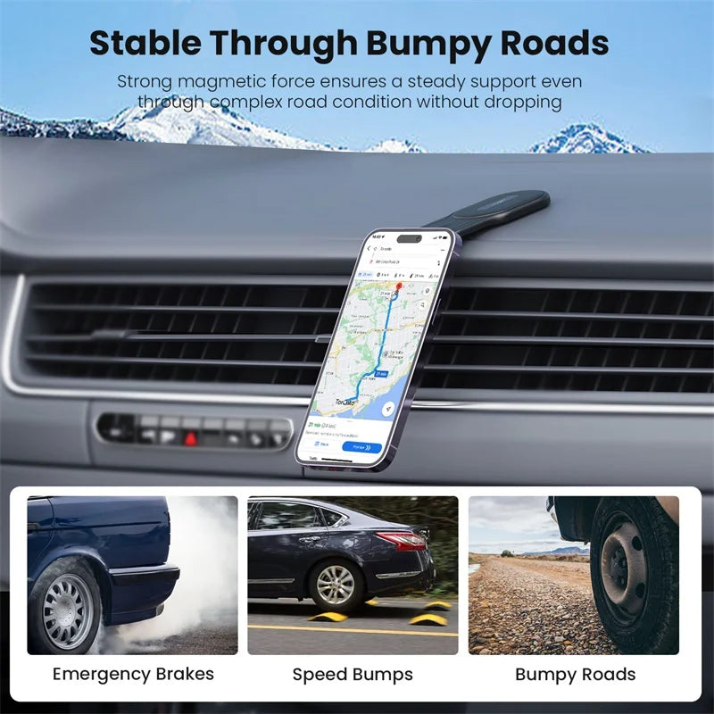 15W Magnetic Car Phone Holder Mobile Support Telephone Holder Interior Gadgets for iPhone 12-17 Stand Dashboard Center Console