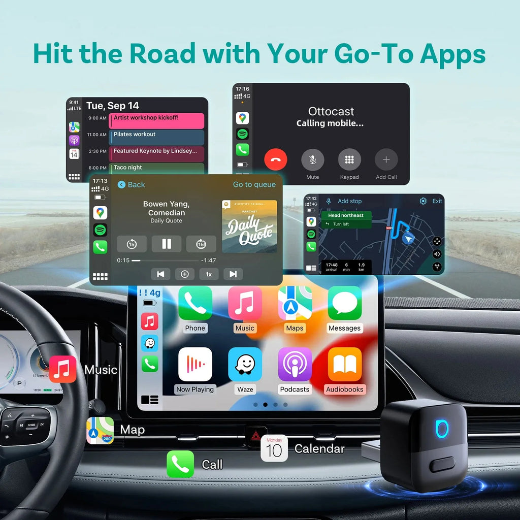 OTTOCAST Mini Pico 2in1 Wireless CarPlay Wireless Android Auto Adapter Wifi 6.0 Plug and Play Dongle for 98% of the Cars