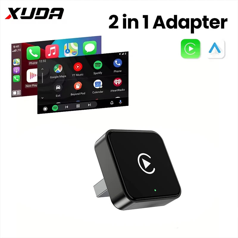 New 2in1 Wired to Wireless CarPlay Adapter, Android Auto Dongle, High-Quality Car Accessory Smart Box 5GHz WiFi Type-C/USB