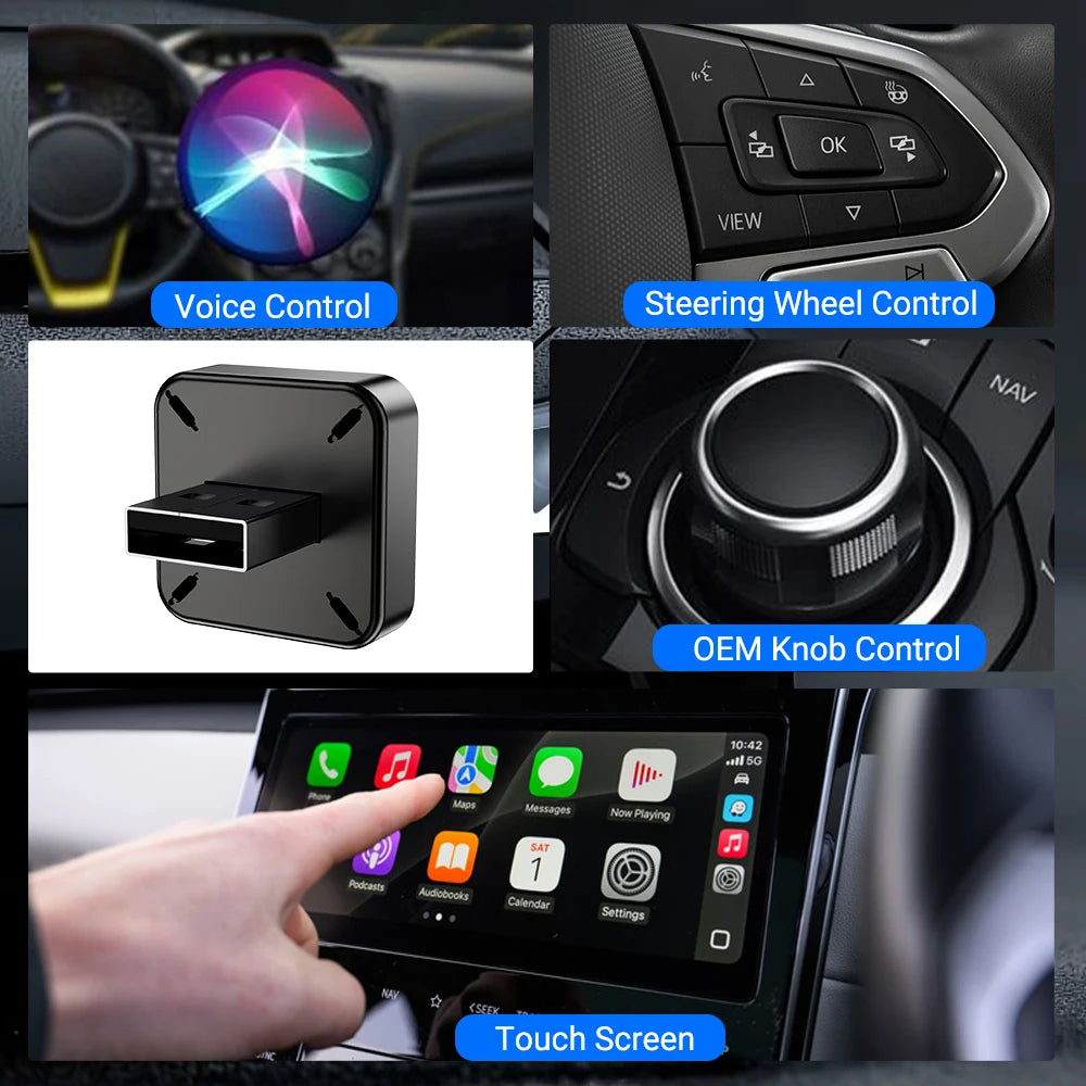 New 2in1 Wired to Wireless CarPlay Adapter, Android Auto Dongle, High-Quality Car Accessory Smart Box 5GHz WiFi Type-C/USB