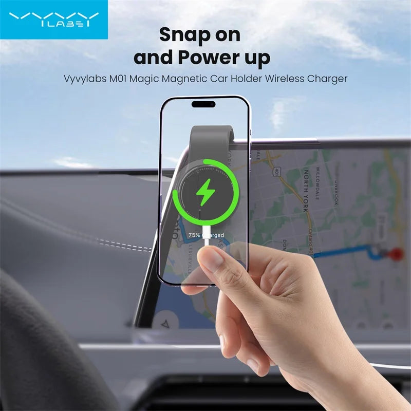 15W Magnetic Car Phone Holder Mobile Support Telephone Holder Interior Gadgets for iPhone 12-17 Stand Dashboard Center Console