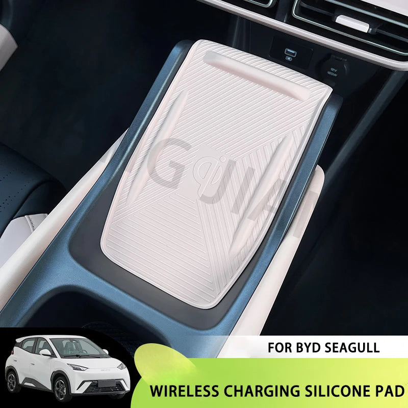 Car Center Console Wireless Charging Pad Anti Slip Pad Mat For BYD Seagull Washable Phone Anti Dirty Pad Interior Accessories