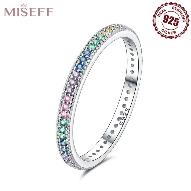 925 Sterling Silver Zircon Double Ring | Women's Fine Jewelry