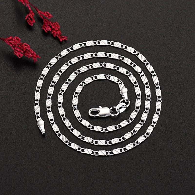 925 Sterling Silver Figaro Chain Necklace | 2mm Clavicle Chain