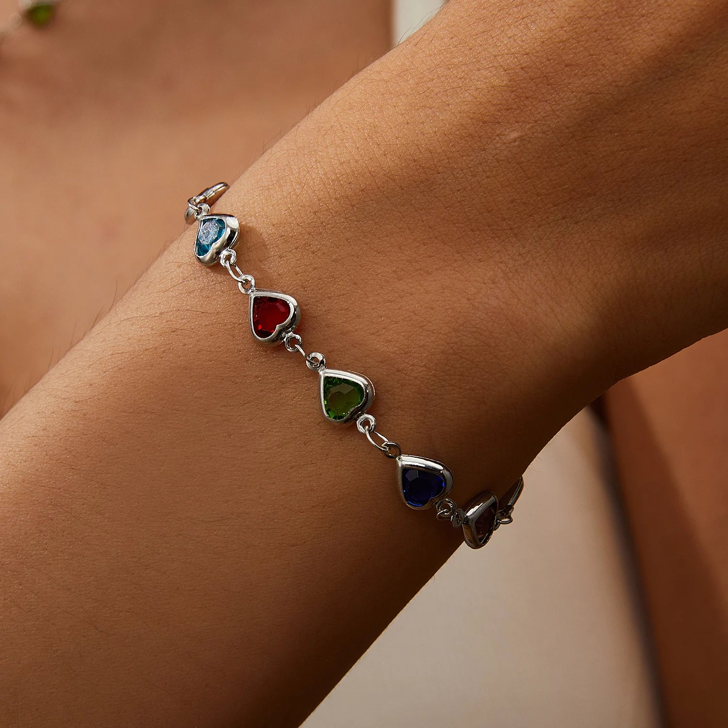 Crystal Zircon Heart Charm Bracelet | Women's Party Jewelry