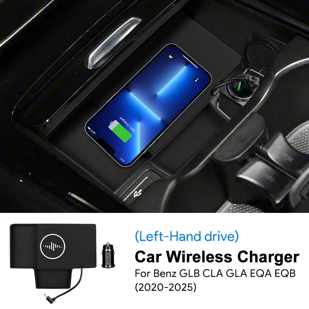 For Mercedes-Benz CLA GLA GLB EQA EQB 2020 2021 2022 2023 2024 2025 Car Wireless Charging Holder Mobile Phone Charger Board