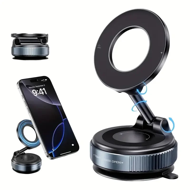 Car Phone Holder with Vacuum Adsorption and Magnetic Suction, New 2026 Model, for In-Car Navigation.