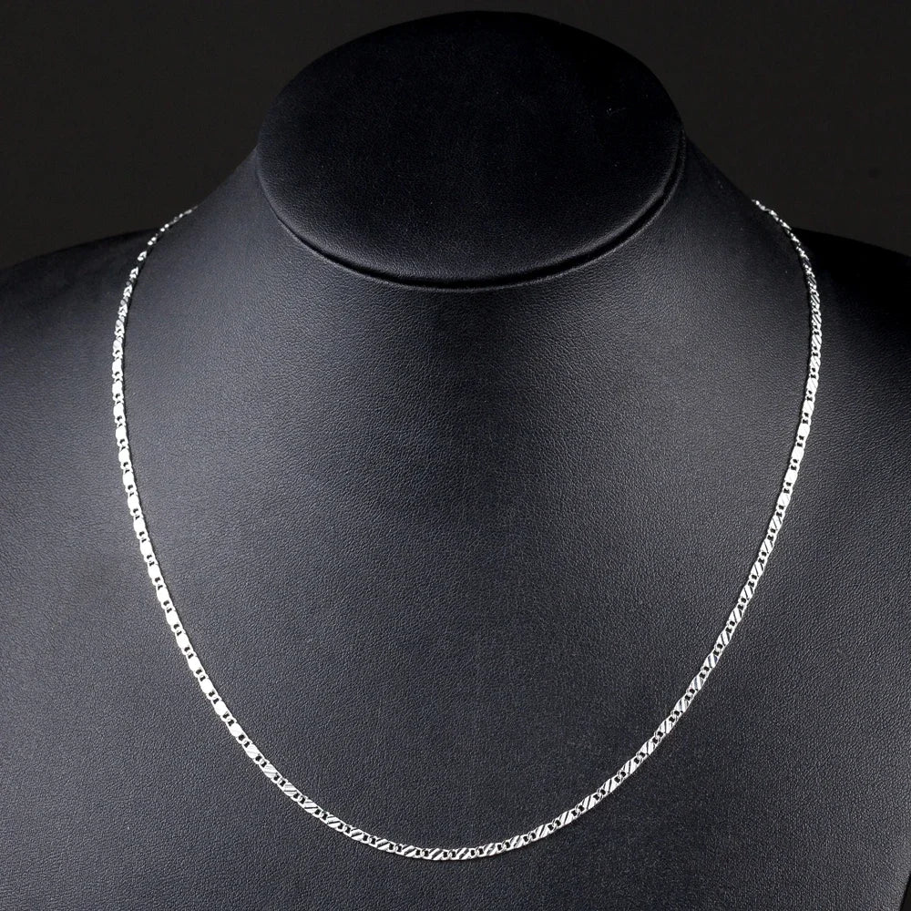 925 Sterling Silver Figaro Chain Necklace | 2mm Clavicle Chain