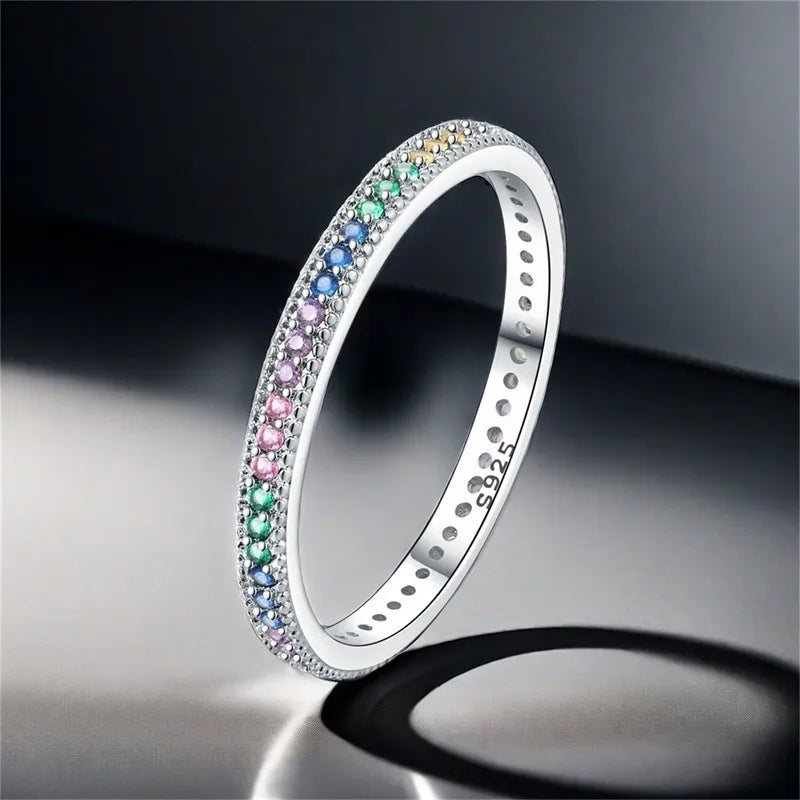 925 Sterling Silver Zircon Double Ring | Women's Fine Jewelry