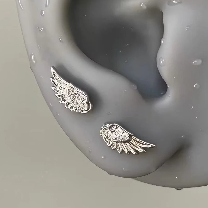 Crystal Angel Wing Stud Earrings | Women's Fashion Jewelry