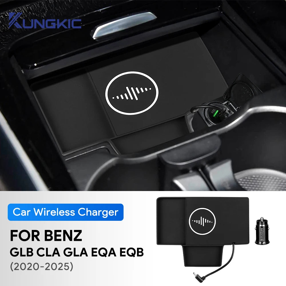 For Mercedes-Benz CLA GLA GLB EQA EQB 2020 2021 2022 2023 2024 2025 Car Wireless Charging Holder Mobile Phone Charger Board