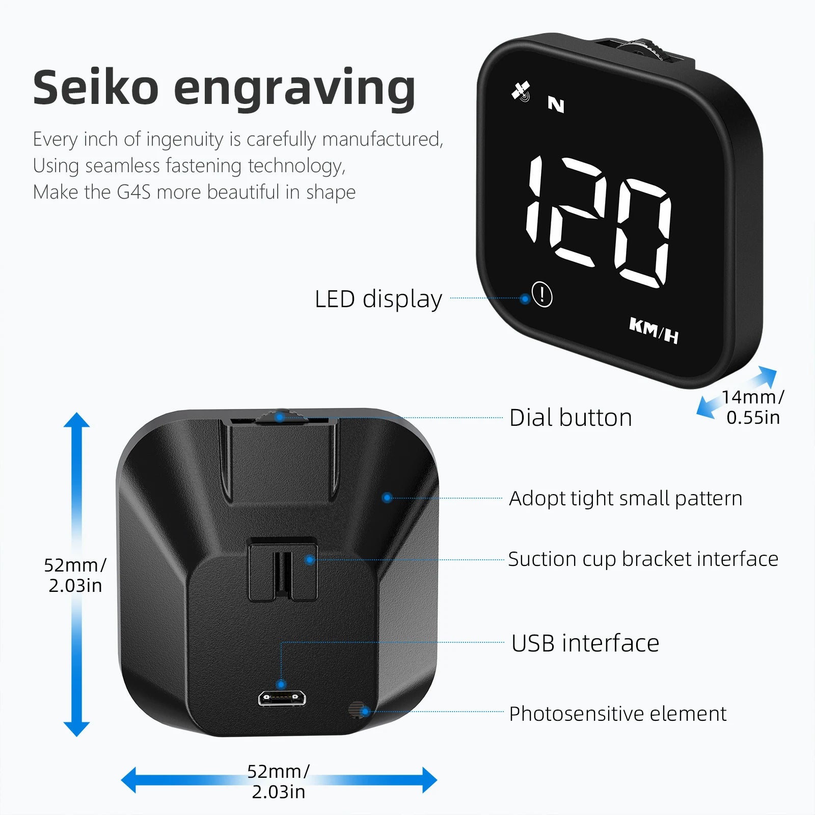 Car GPS Head Up Display LED Smart Digital Speedometer Vehicle Speed G4S HUD Car Accessories for All Car With Overspeed Alarm
