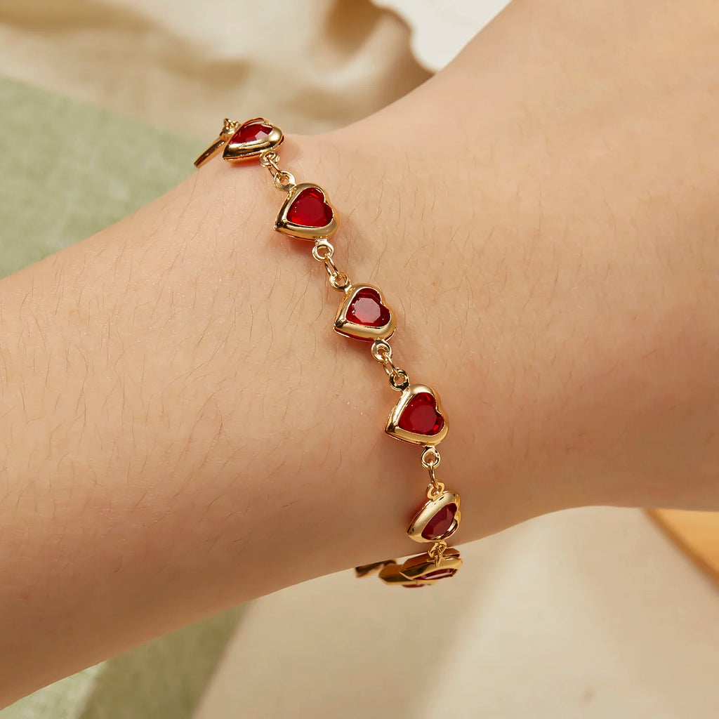 Crystal Zircon Heart Charm Bracelet | Women's Party Jewelry