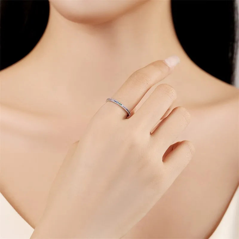 925 Sterling Silver Zircon Double Ring | Women's Fine Jewelry