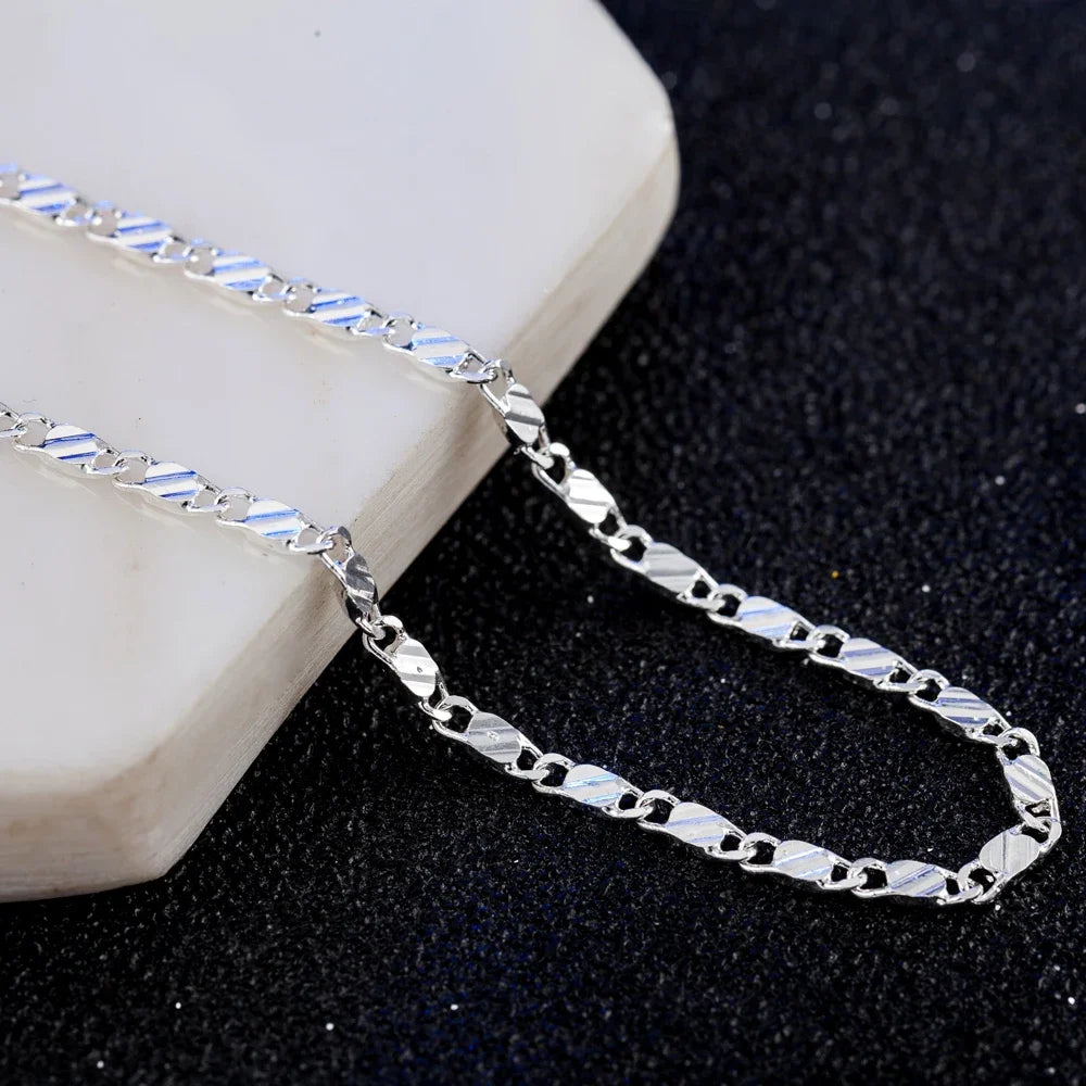 925 Sterling Silver Figaro Chain Necklace | 2mm Clavicle Chain
