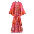 Boho Star & Moon Print Kimono Dress | Women's Beach Cover-Up