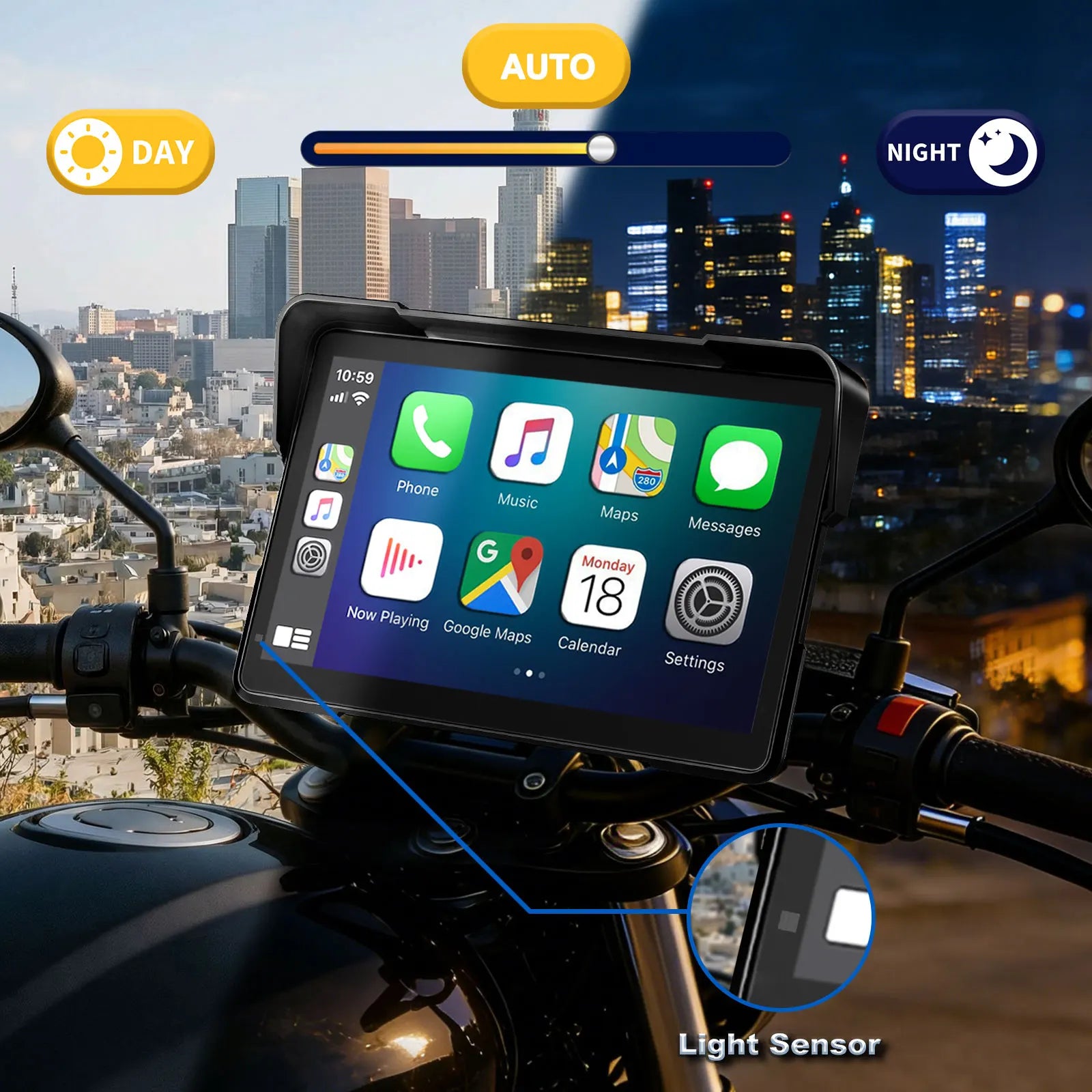 Motorcycle Wireless Magnetic CarPlay Android Auto Portable Quick-Release GPS Navigation for All Models