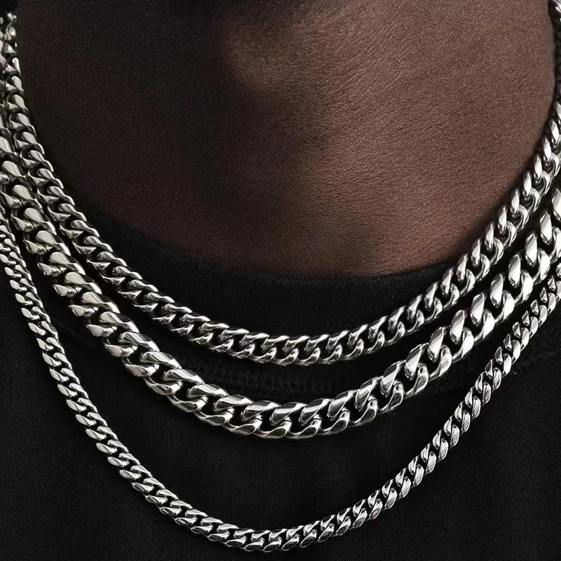 Cuban Link Chain Necklace | Stainless Steel Punk Choker 3-7mm
