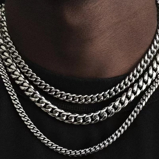 Cuban Link Chain Necklace | Stainless Steel Punk Choker 3-7mm