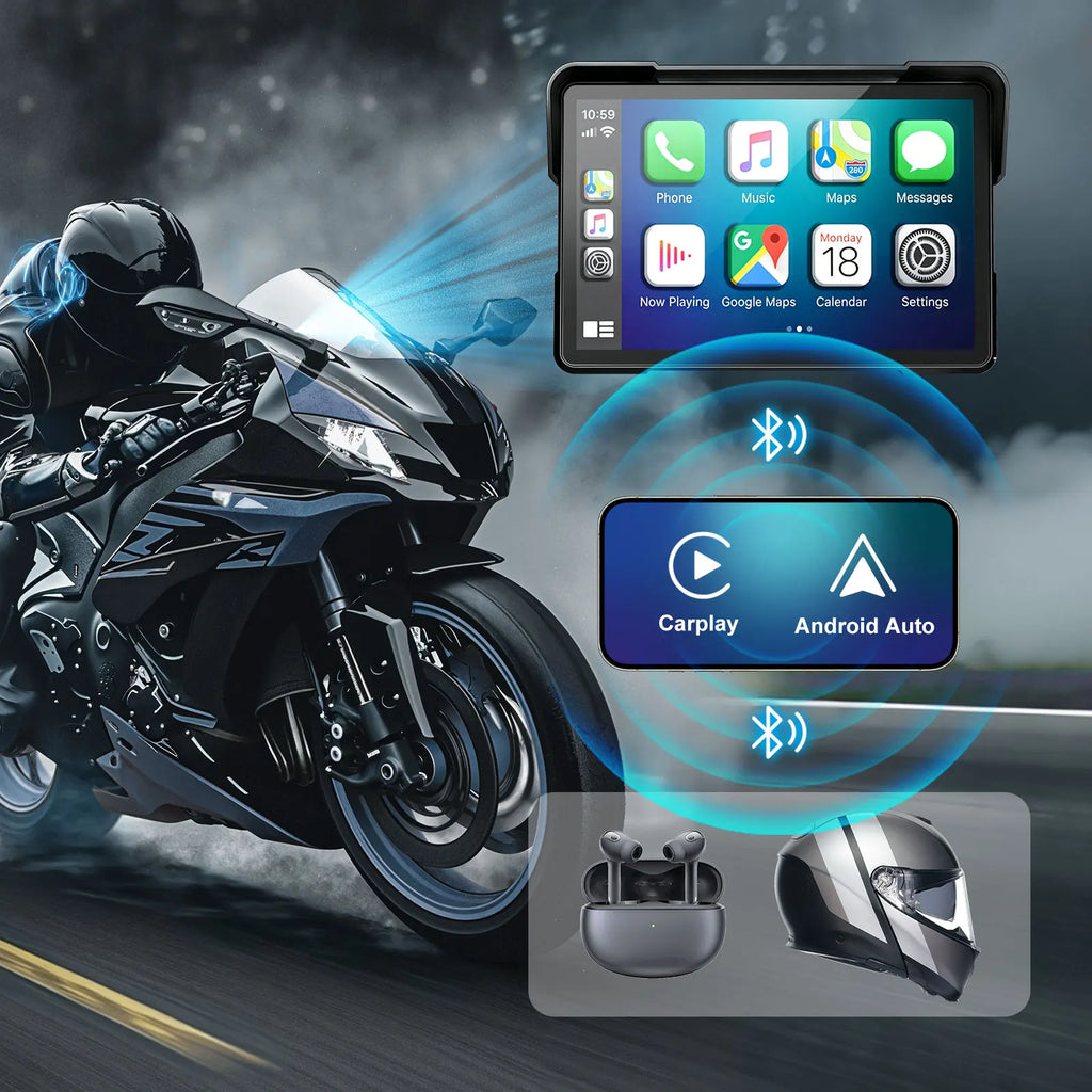 Motorcycle Wireless Magnetic CarPlay Android Auto Portable Quick-Release GPS Navigation for All Models