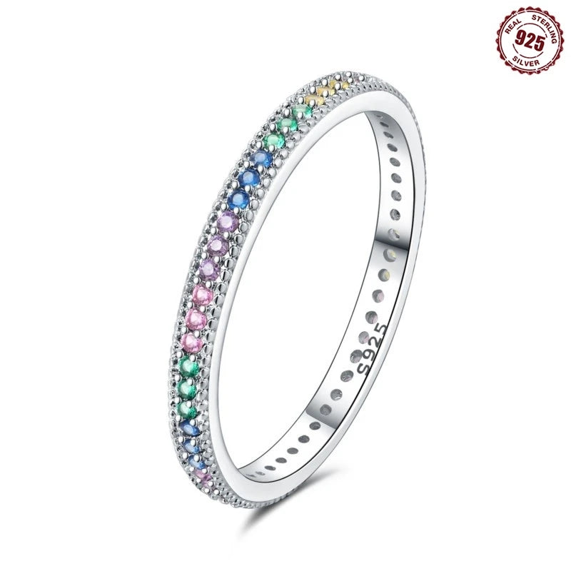 925 Sterling Silver Zircon Double Ring | Women's Fine Jewelry