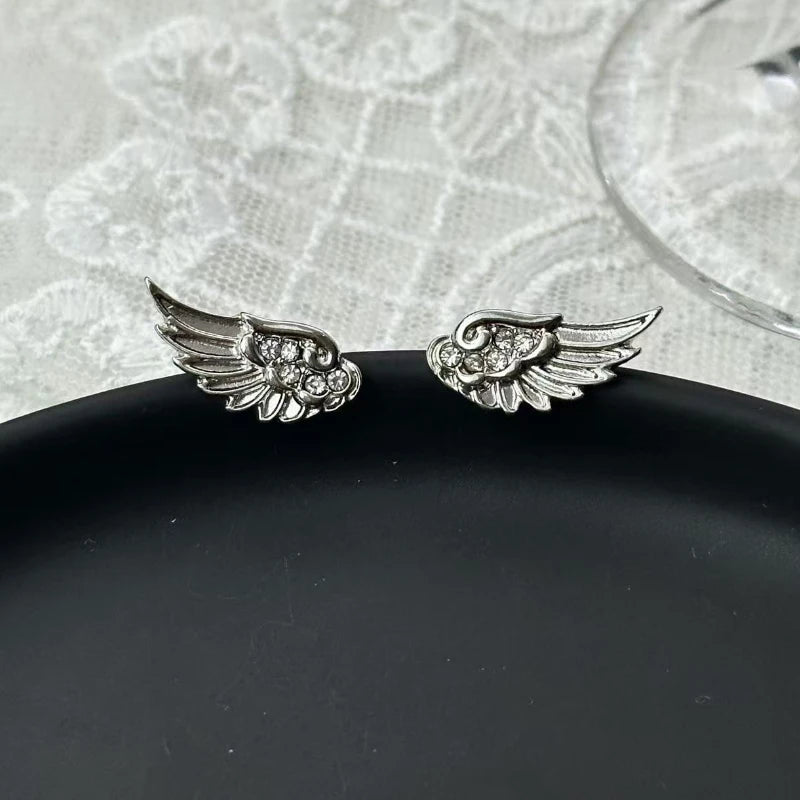 Crystal Angel Wing Stud Earrings | Women's Fashion Jewelry